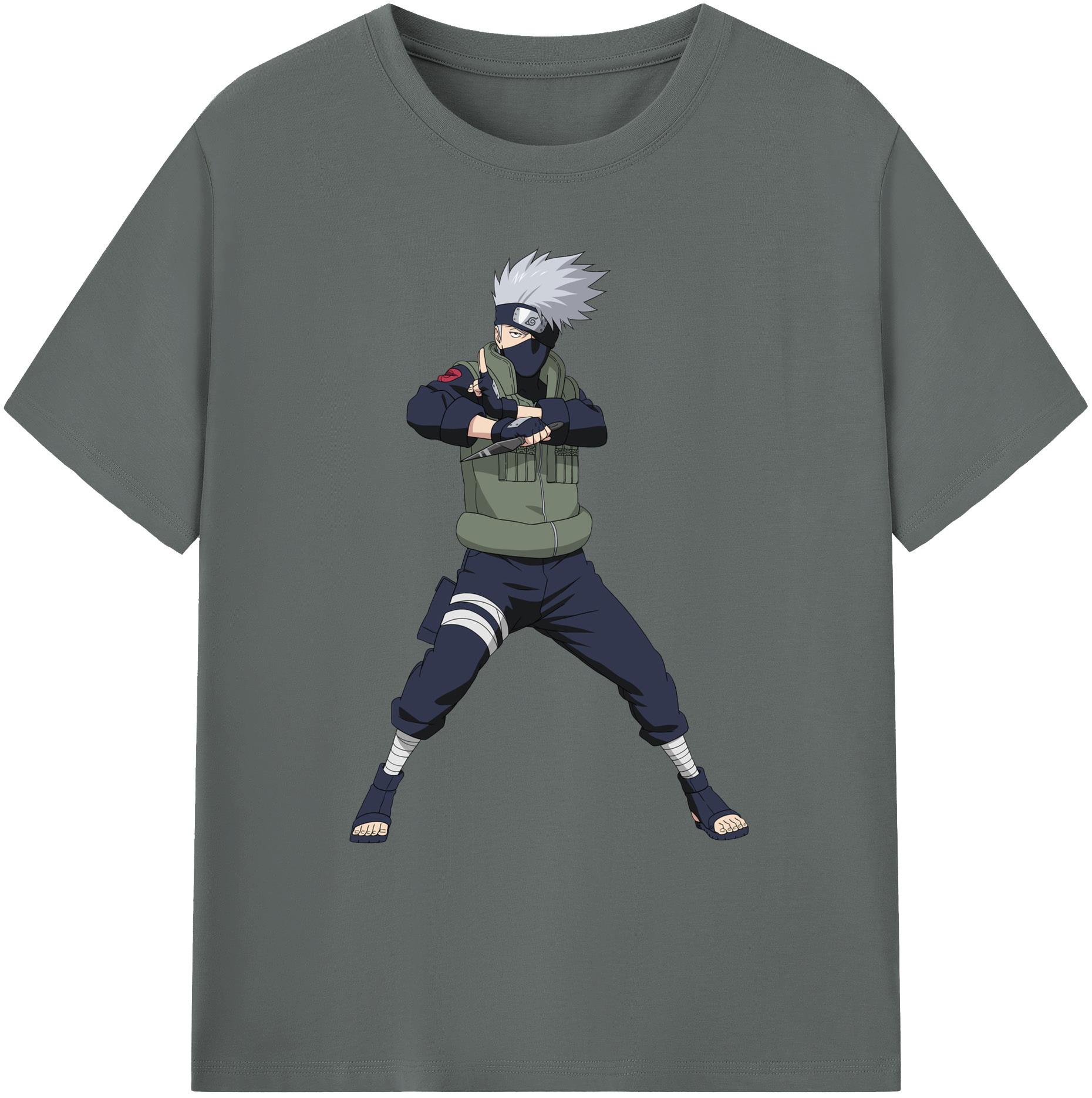 （画像用） NARUTO -ナルト- はたけ カカシ Hatake Kakashi 綿100％ メンズ半袖Tシャツ｜肌触りやわらか＆通気性